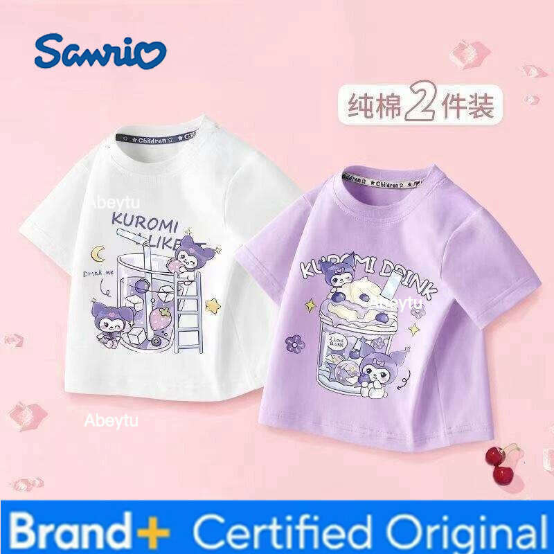 Sanrio 2PCS Baby Girls Cotton Top Kid My Melody Printed Children Autumn Fashion Short Sleeve T-shirt Boy Clothes H2601201