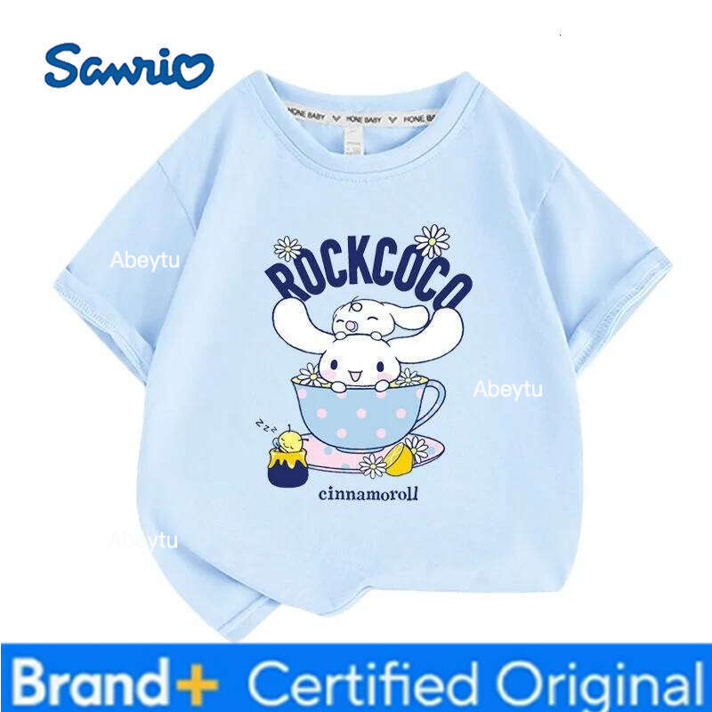 Sanrio Summer Baby Girls 100% Cotton Clothes Kid Children Boys Cinnamoroll Printed T-shirts Cartoon Short Sleeve Top Outfits H260120