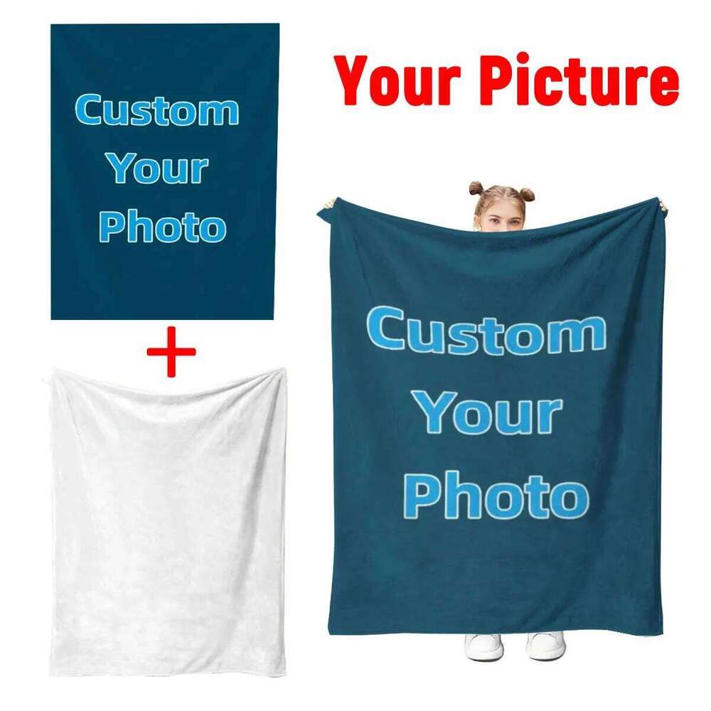 Custom Personalized Thick Winter Flannel Blanket with Your Photo Soft Warm Cozy Plush Fleece for Sofa Bed Office Nap Car Travel W260120