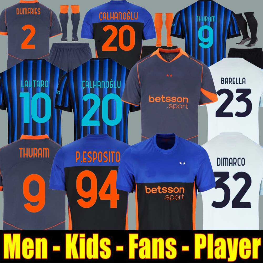 FANS Player 24 25 26 Soccer Jersey INTER BARELLA MILANS LAUTARO Dumfries 2025 Football Shirt CALHANOGLU Men Kids Equpment DIMARCO THURAM Rossi Special finals