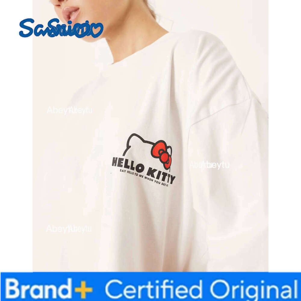 Sanrio Hello Kitty Kawaii Pose Oversized Cartoon Print Adult Kids T-Shirt Family Summer Quick-dry Soft Comfy Lightweight Stylish H2601201