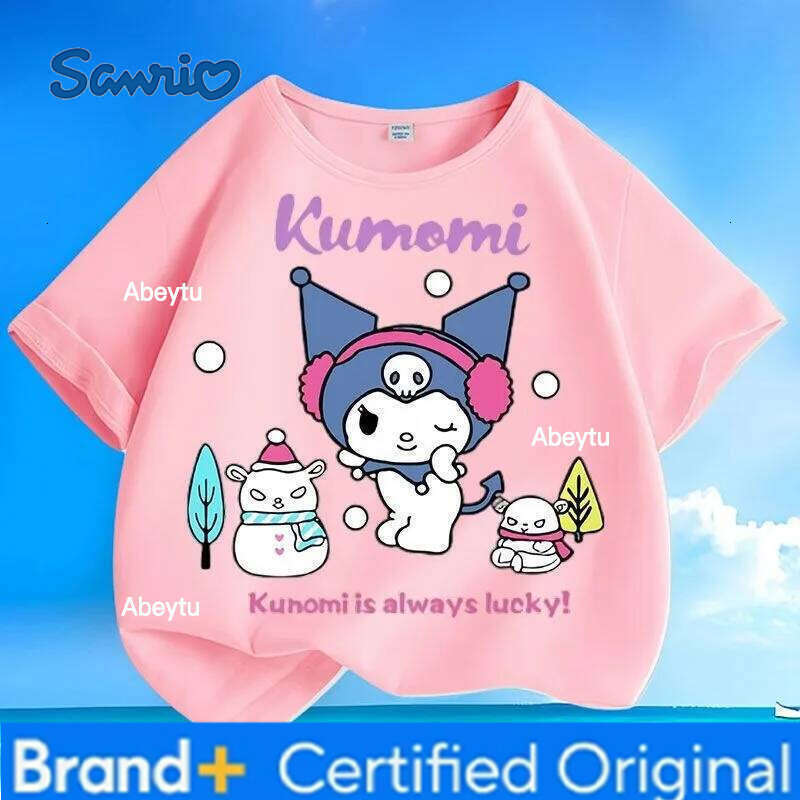 Sanrio Limited Time Low Price Kuromi Kids T-shirt Summer New Loose Round Neck Comfortable Versatile Casual Trendy Tops for Boys Girls H2601201