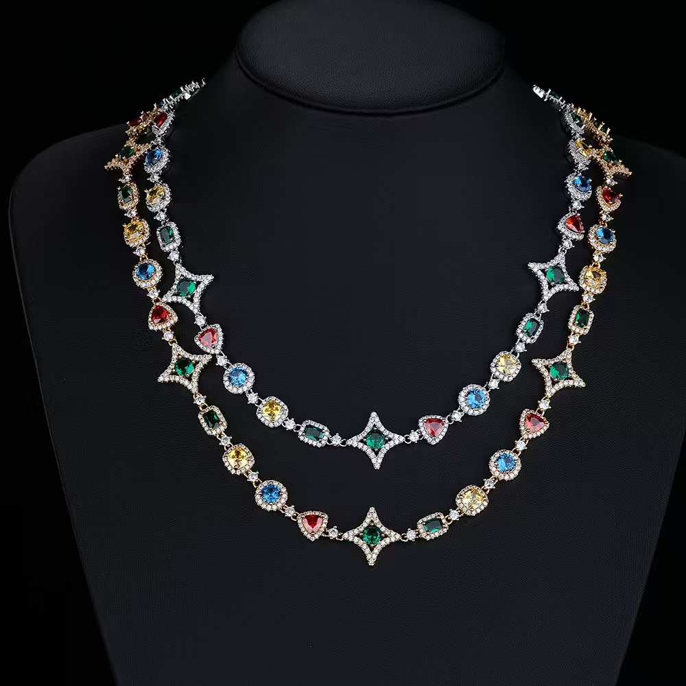 2026 new moissanite chain designer bracelet gold silver necklace hip hop jewelry irregular shape moissanite chain bling bling moissanite jewelry