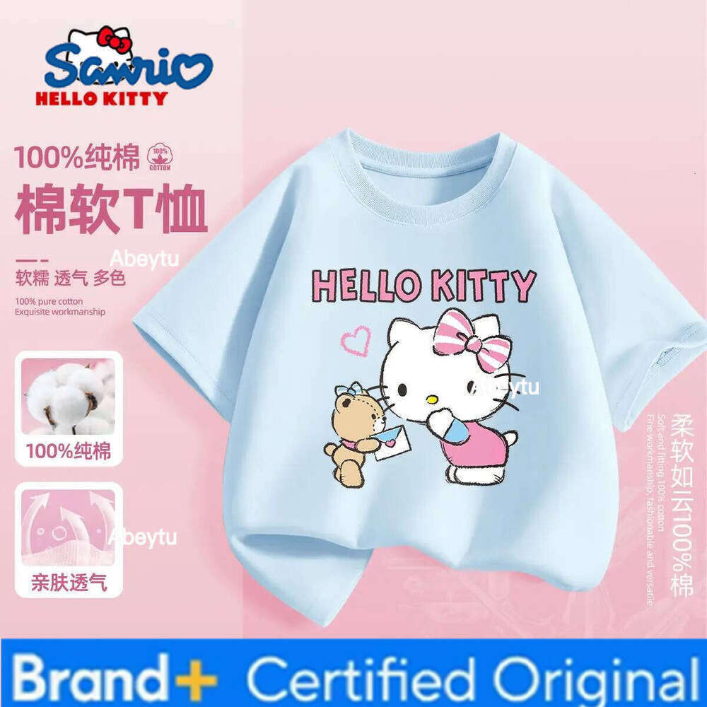 Sanrio Summer Baby Girls Clothes Kid Hello Kitty Printed T-shirts Children Cartoon Cotton Short Sleeve Top Patchwork Outfits H2601201