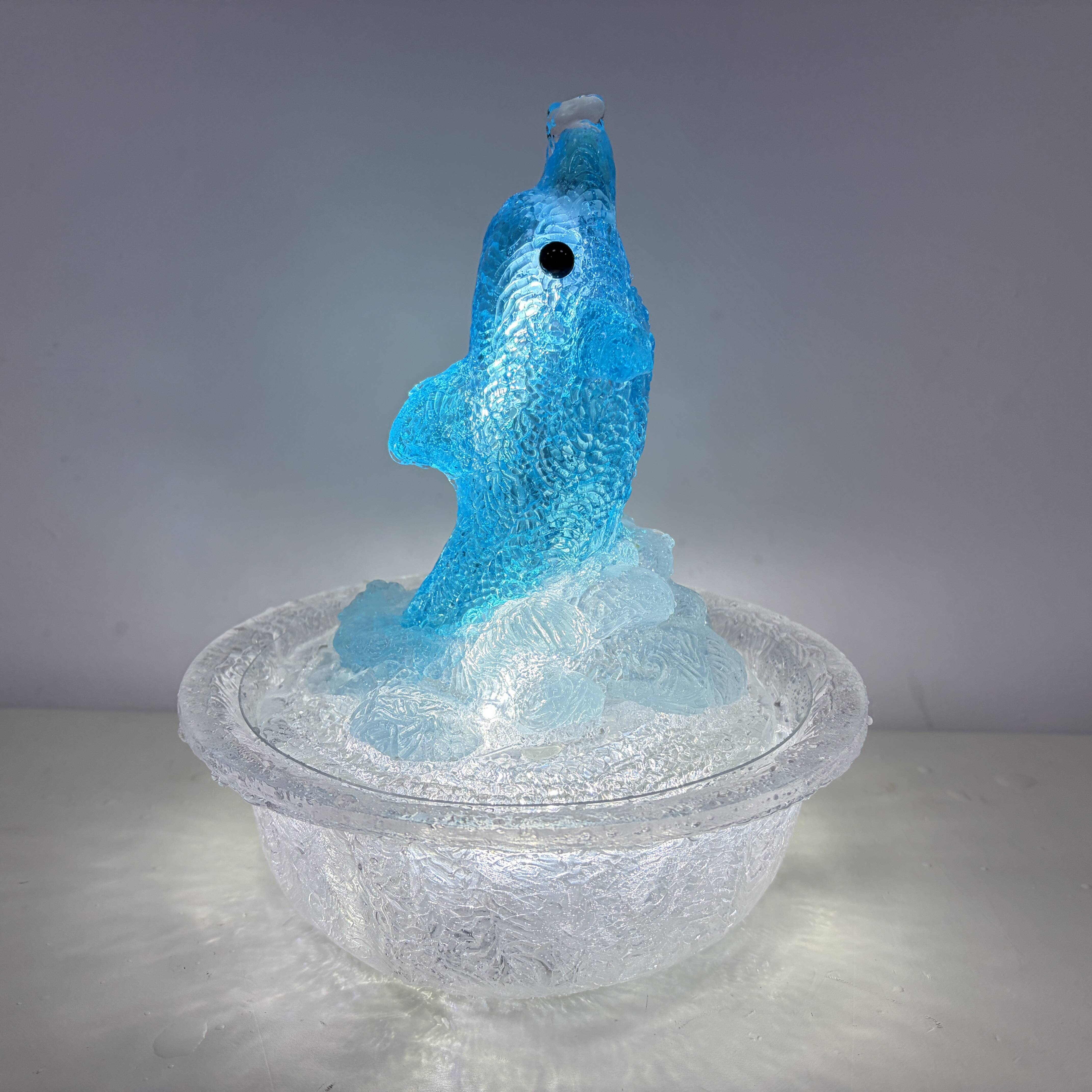 USB Dolphin LED Fountain Night Light - Romantic Desktop Decoration