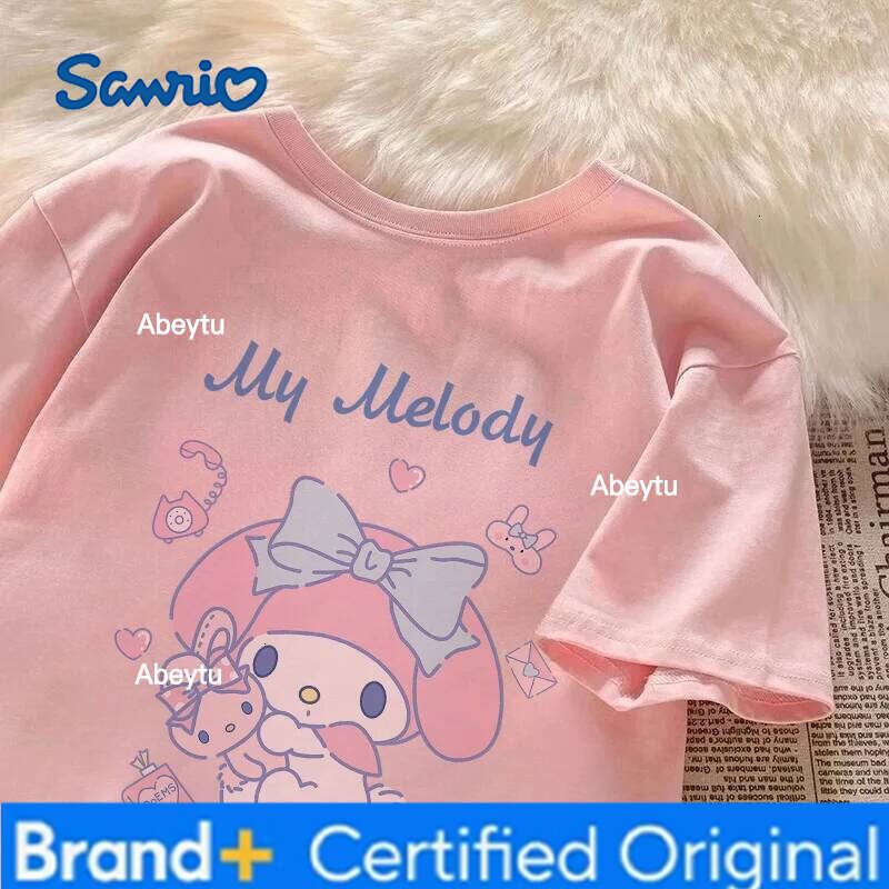 Sanrio Summer New Melody Printed Girls' Short T-shirt Half Sleeved Fashionable Top for Students' Children's Clothing H260120