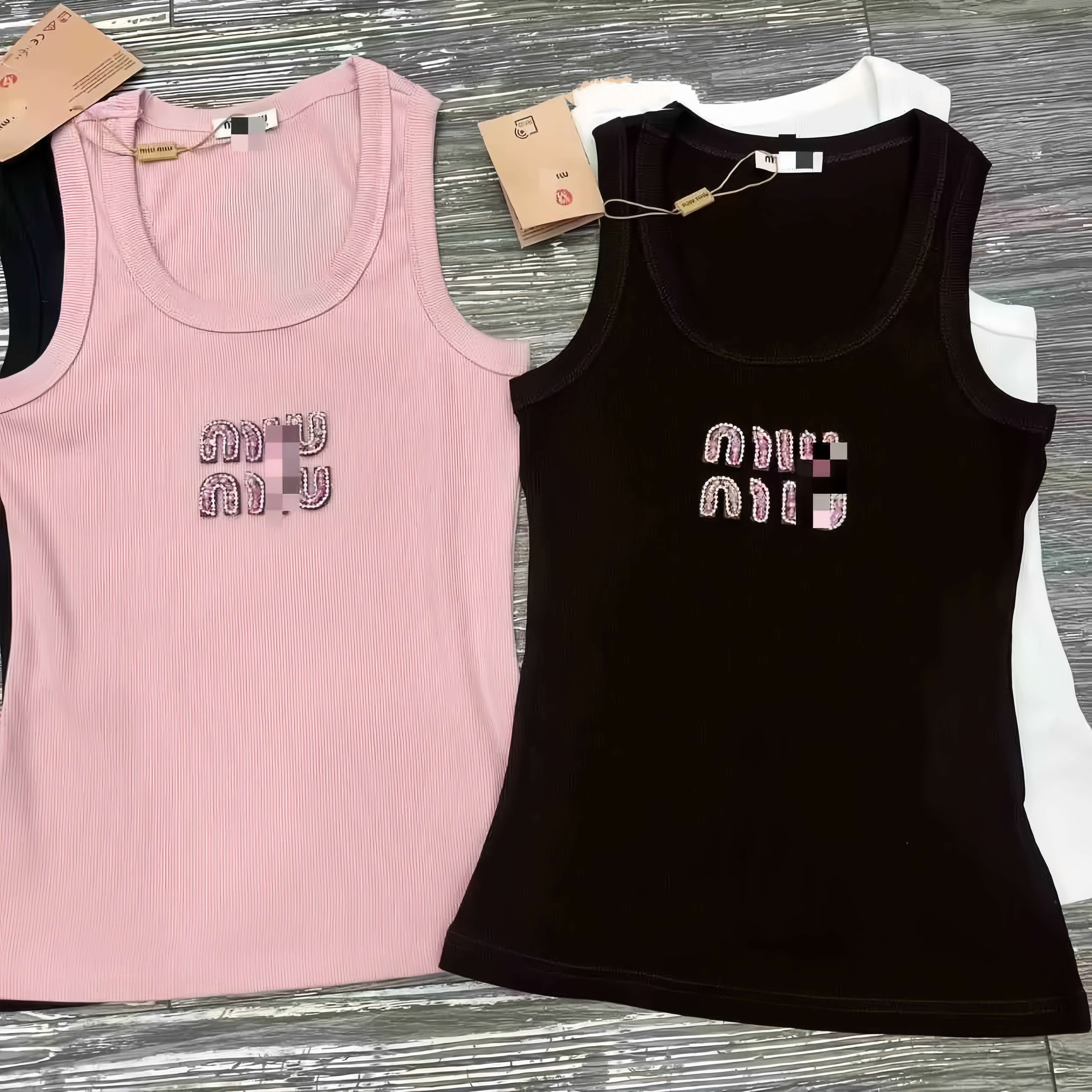 miulys miulys top designer fashion heavy letter simplified casual versatile Luxury fashion classic trend designer miulys miulys shirt 43b