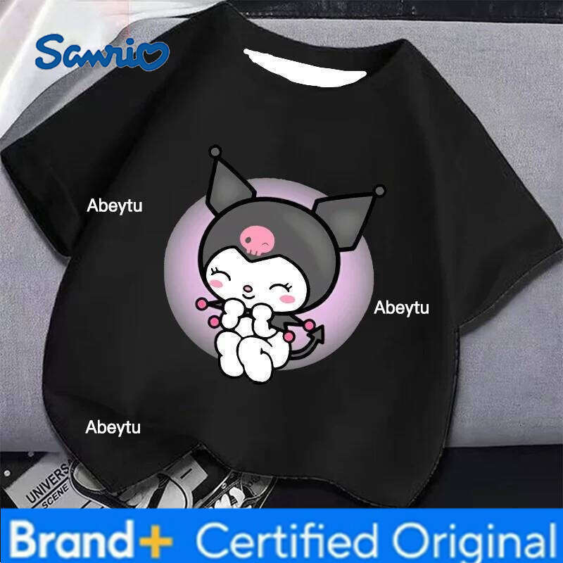 Sanrio Crayon Shinchan New Children's Cute Cartoon 3D Black White T-shirt Short-sleeved Boys and Loose Clothing H260120