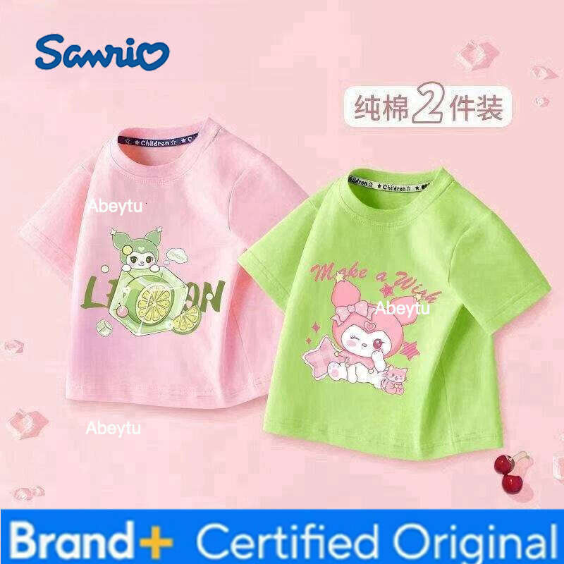 Sanrio 2PCS Baby Girls Cotton Top Kid My Melody Printed Children Autumn Fashion Short Sleeve T-shirt Boy Clothes H260120