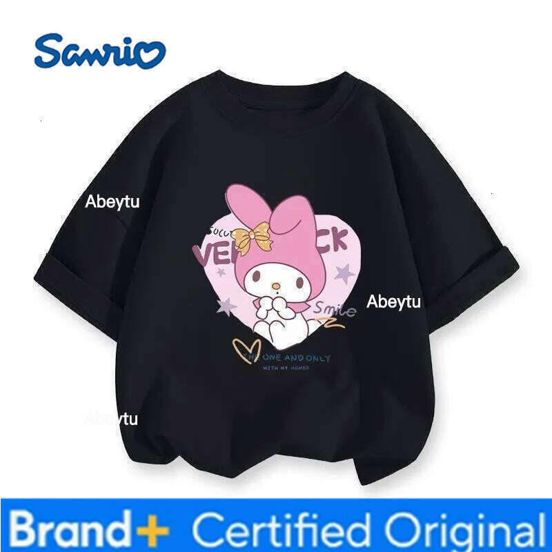 Sanrio Fashion My Melody & Kuromi Girls T-shirt Summer Breathable Skin-friendly Easy Care Comfortable Tops H260120