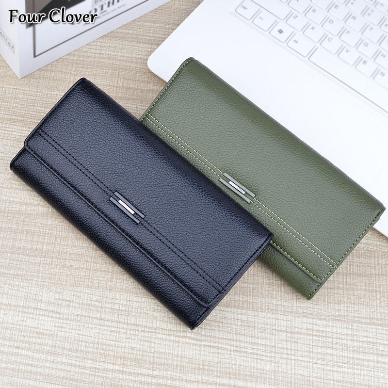 Ladies Wallet Long Multi-Card Slot Card Holder Soft Leather Wallet Simple Fashion Large Capacity 3-Fold Clutch Luxury Wallet Multi-Function Men's