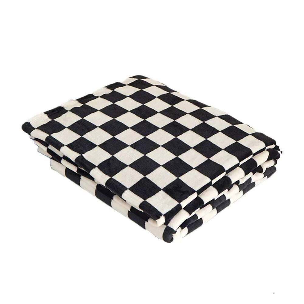 Retro Checkerboard Plaid Flannel Throw Blanket - Super Soft Warm for Office Sofa Bed Gift W260120