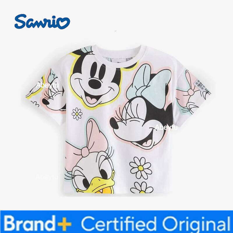 Sanrio Fashion Design Girls Short Sleeve Tees Summer Clothing Loose O-neck Kids T Shirts Tops Children's Wear Cartoon Cute Girl Tshirts H260120