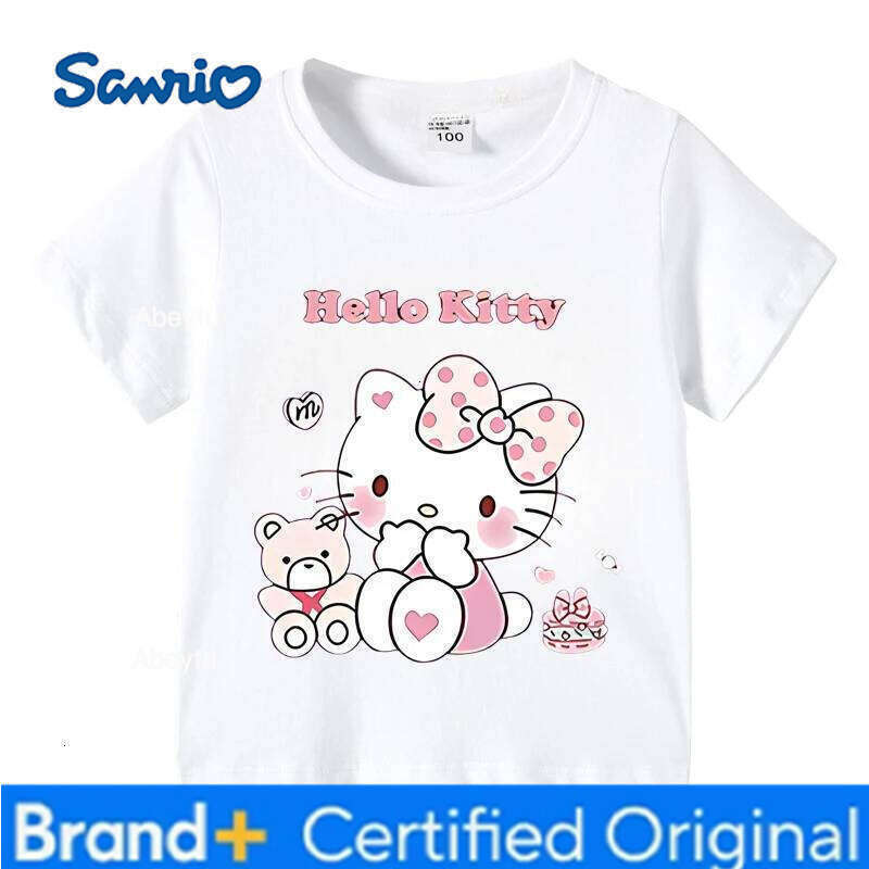 Sanrio Kids Kello Kitty Tshirt Summer Children's Cartoon Casual Short-sleeved T-shirt Set Baby Boy Girls Clothing H260120