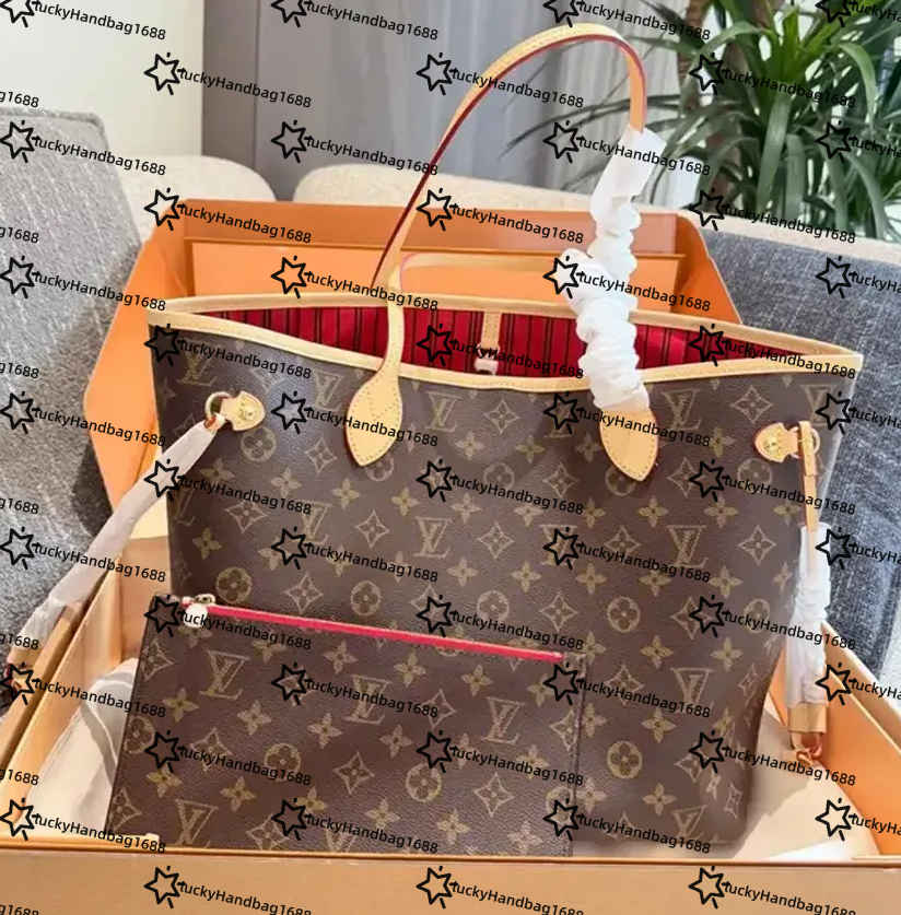 Neverfulltote designer bags 2pcs/Set Shoulder bag women's high-end brown printed mother son pattern large capacity leather bag shopping bag crossbody bag