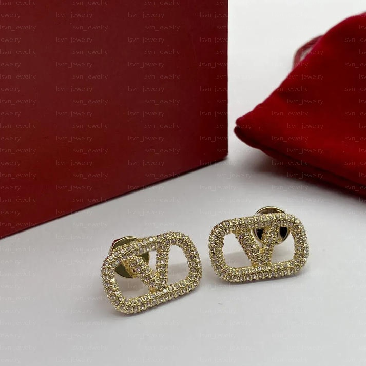 Earrings Designer Brand Ear Stud Simple Crystal Earring for Womens Letter Full Diamond Earrings Brand Wedding Party Jewelry