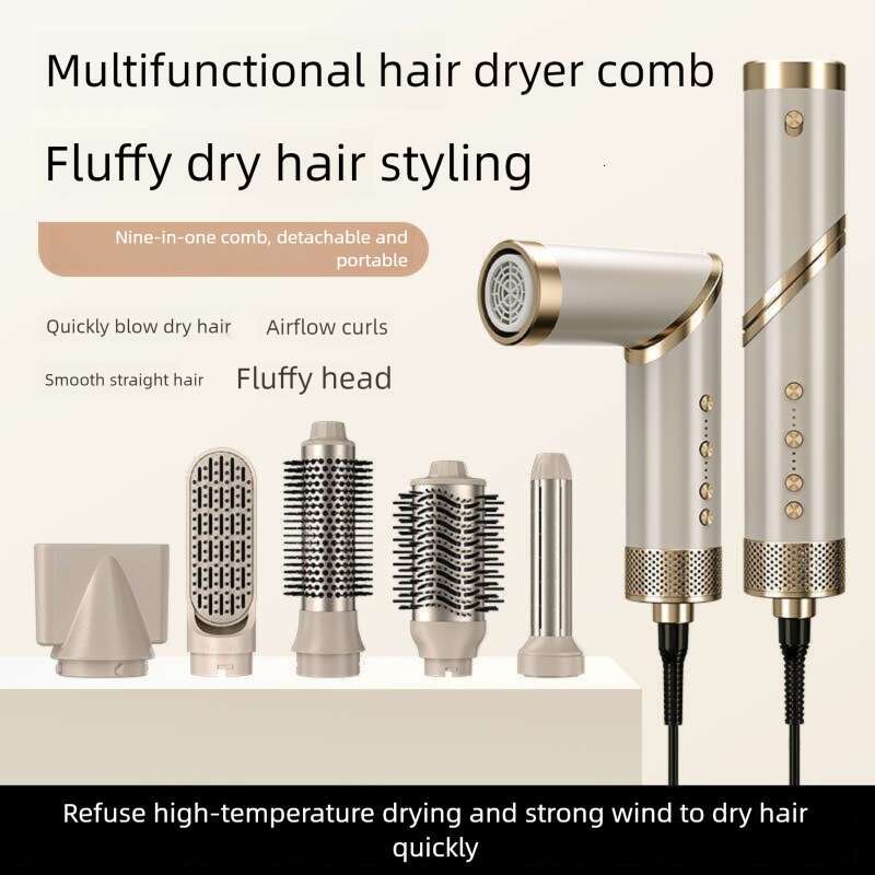 Famous Brand Cross Border Foldable Plasma Household Hot Air Set Multi Function Hair Dryer Comb Curling Iron CKS