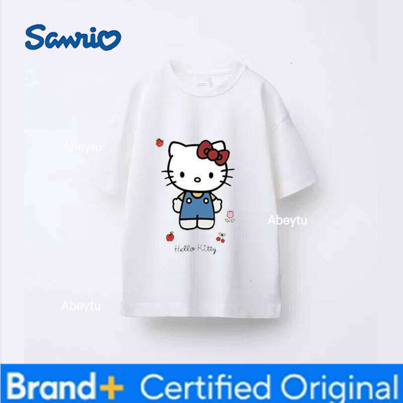 Sanrio Kuromi Melody Girl Short Sleeve T-shirt Children's Summer Pure Cotton Casual Clothing Kids Clothes Set H260120