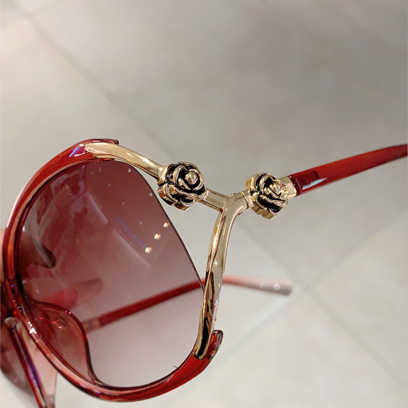 Luxury Brand Designer Sunglasses European And American Style INS Camellia Fashion Sunglasses High-End Elegant Trendy UV Protection Women's Street