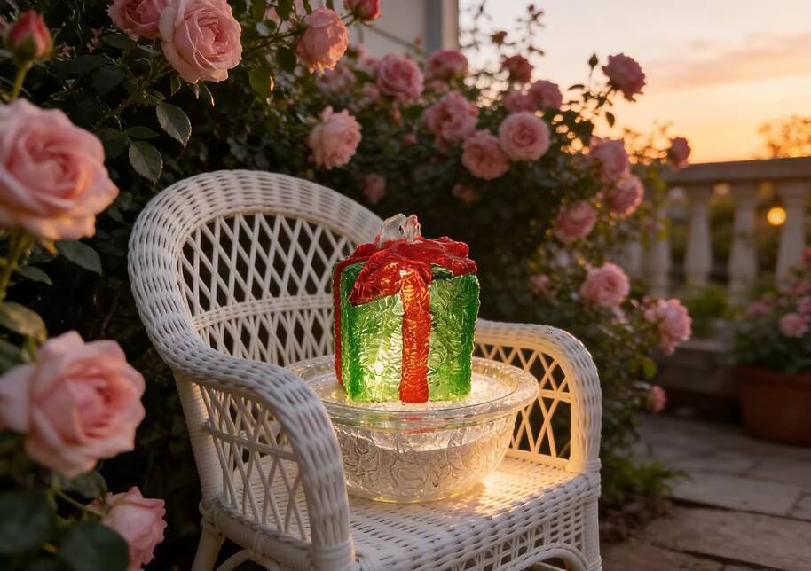 Christmas Gift Box USB Fountain Night - LED Atmosphere Light for Festive Home Decoration