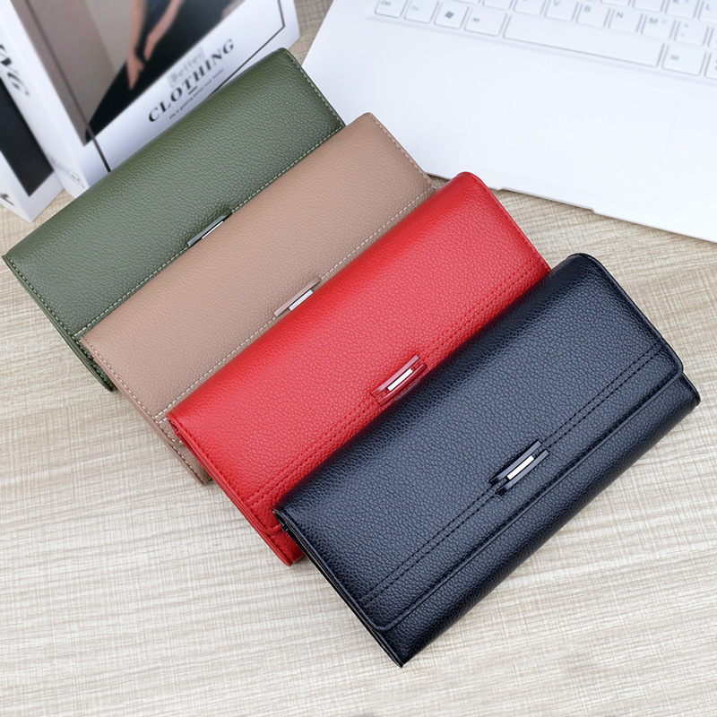 Ladies Wallet Long Multi-Card Slot Card Holder Soft Leather Wallet Simple Fashion Large Capacity 3-Fold Clutch Luxury Wallet Multi-Function Men's