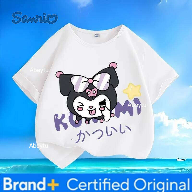 Sanrio Global Hot Sale Summer New Arrival Kuromi Print KidsT-shirt Crew Neck Versatile Skin-friendly Breathable Comfortable Tops H260120
