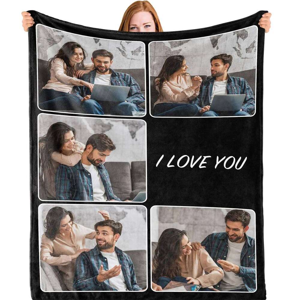 1pc Customized Your Design Logo Family Photo Print Warm Smooth Blanket Custom Lover Dad Mom for Winter New Year Gift W260120