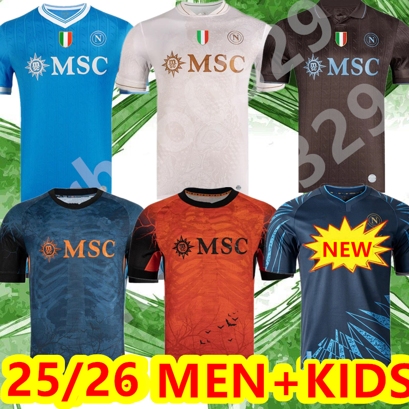 3XL 4XL 25 26 NAPOLI soccer jerseys HALLOWEEN Maglia Naples 2025 2026 ZIELINSKI ANGUISSA OLIVERA McTOMINAY KIDS FOOTBALL SHIRT OSIMHEN Napoli Maillots de foot 666