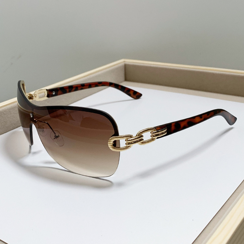 Luxury Brand Designer Sunglasses European And American Hot-Selling Frameless Y2k One-Piece Sunglasses Millennium Hot Girl Fashion Sunglasses High-End 