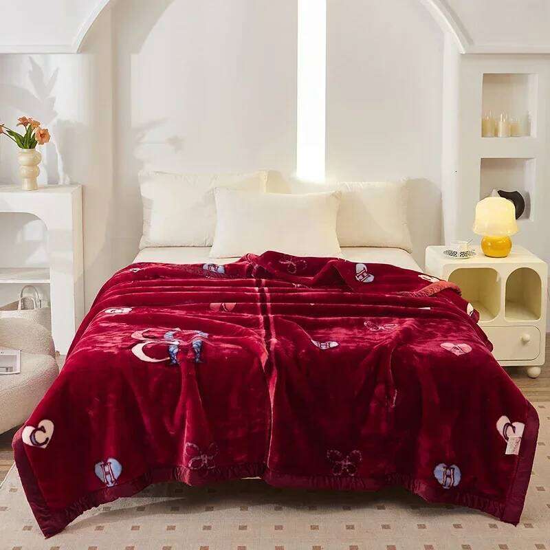 Double Layer Winter Thicken Raschel Plush Weighted Blanket For Bed Warm Heavy Blankets Throw Printed Flowers Fluffy Soft Carpet W260120