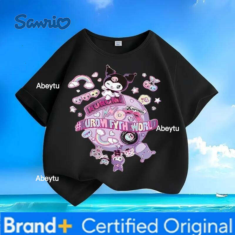 Sanrio My Melody Kuromi Candy-colored Cartoon Kids T-Shirts Summer New Arrival Crew Neck Trendy Short Sleeves for Boys & Girls H260120