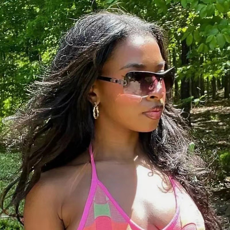 Luxury Brand Designer Sunglasses European And American Hot-Selling Frameless Y2k One-Piece Sunglasses Millennium Hot Girl Fashion Sunglasses High-End 
