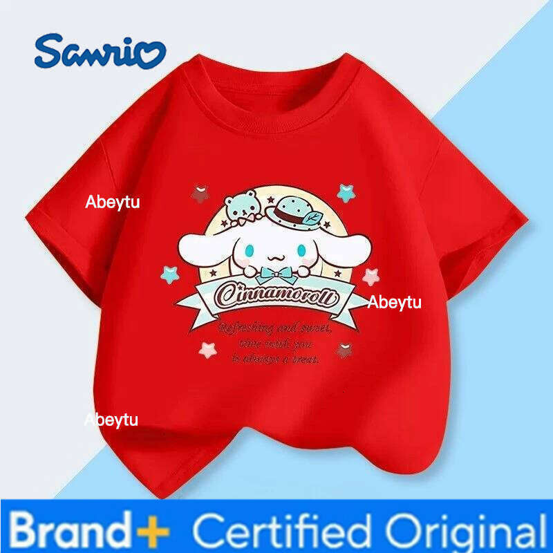 Sanrio Summer Hot Sale Cinnamoroll Kids T-shirt Comfort Loose Breathable Machine Washable Low Maintenance Tops H260120