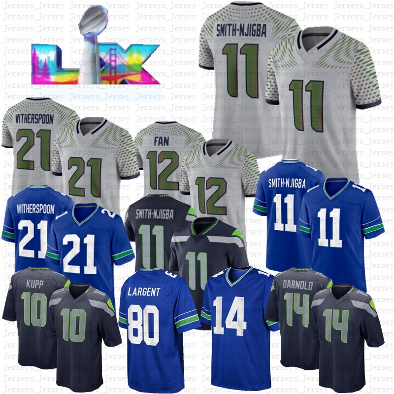 Cooper Kupp Sam Darnold Jaxon Smith-Njigba Football Jersey Jalen Milroe Kenneth Walker III Devon Witherspoon Marshawn Lynch Byron Murphy II Bosworth Bobo Grey Zabel