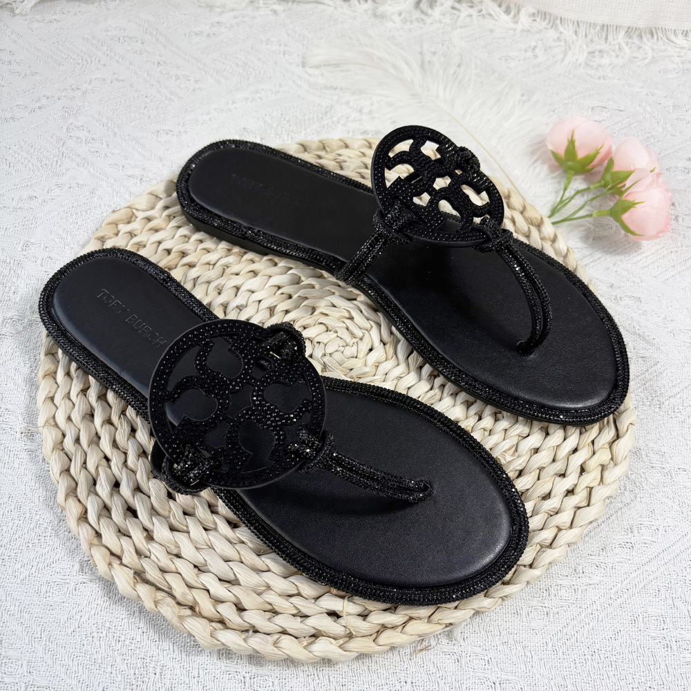 torysburchly slides Womens sandals designer slides fashion Summer Beach Casual Designer Slippers top quality black white sandals box 45