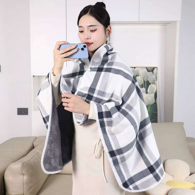 Wearable Plaid Fleece With Button Winte Warm Throws On Sofa Bed Travel Thicken Bedroom Office Air Conditioning Blanket W260120