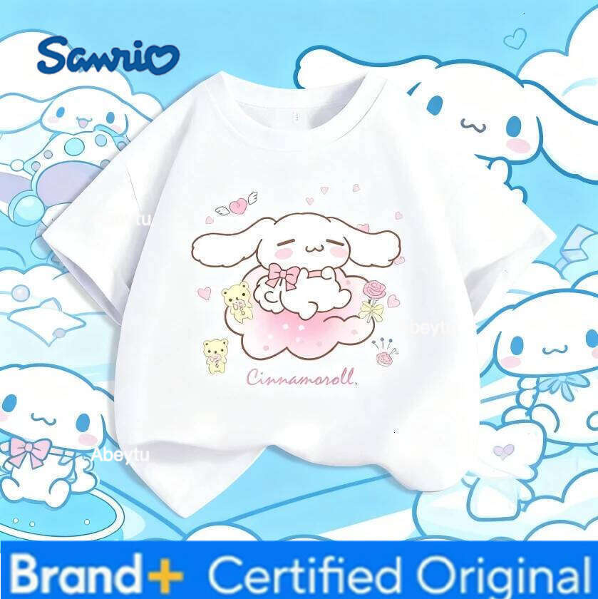 Sanrio Cinnamoroll T-shirt Children's Short Sleeved Top New Summer Y2K Girl's Heart Soft Clothes Kawaii Birthday Gift H260120