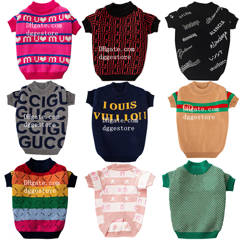 Designer Dog Clothes Luxury Dog Apparel Winter Warm Pet Sweaters Knitted Turtleneck Cold Weather Pets Coats Puppy Cat Pullover Clothing for Small Dog Wholesale A364