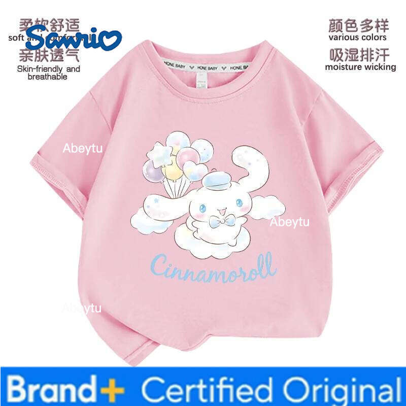 Sanrio Summer Baby Girls 100% Cotton Clothes Kid Children Boy Cute Cinnamoroll Printed T-shirts Cartoon Short Sleeve Top Outfits H260120