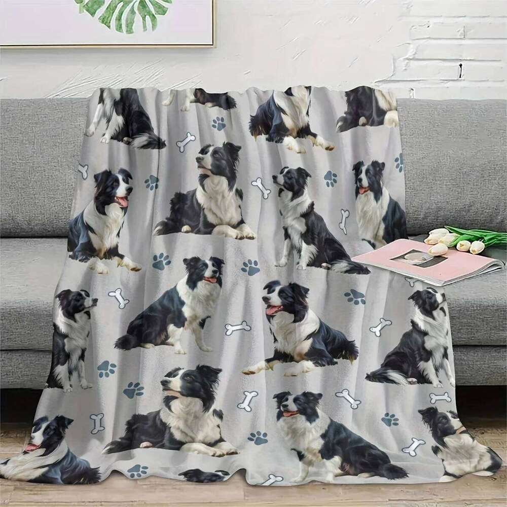 Cozy Border Collie Flannel Blanket - Warm Tear-Resistant All-Season | Home Decor & Pet Lover Gift W260120