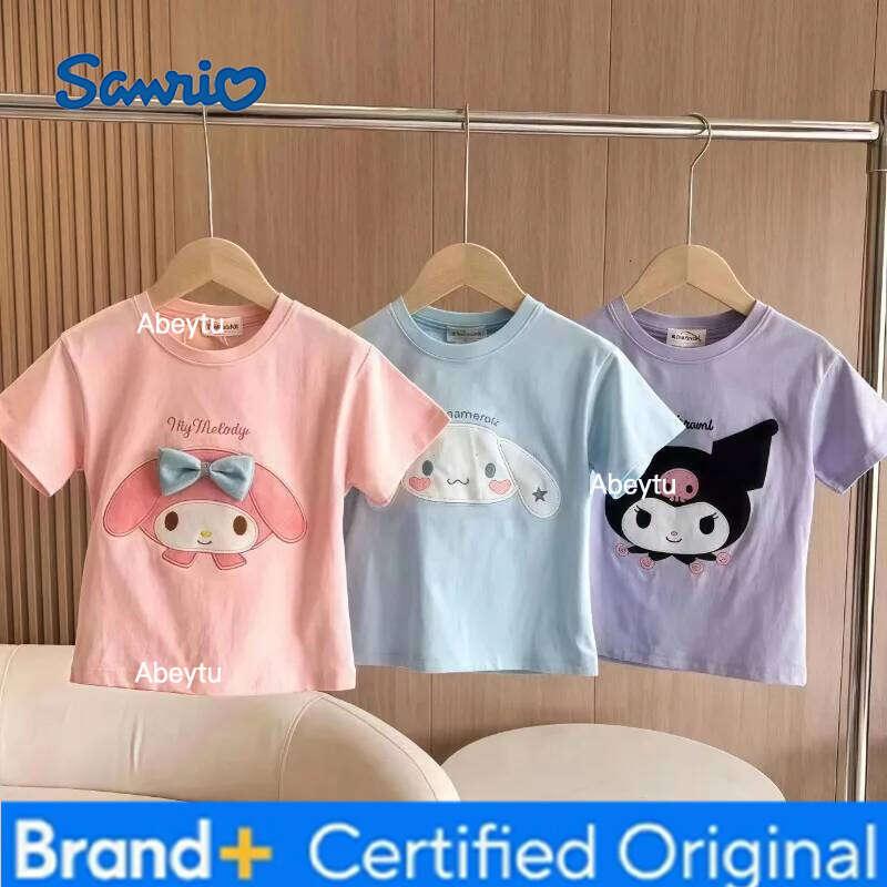 Sanrio Kulomi Children's T-shirt My melody cartoon cute print versatile summer cotton breathable short sleeve top wholesale H260120