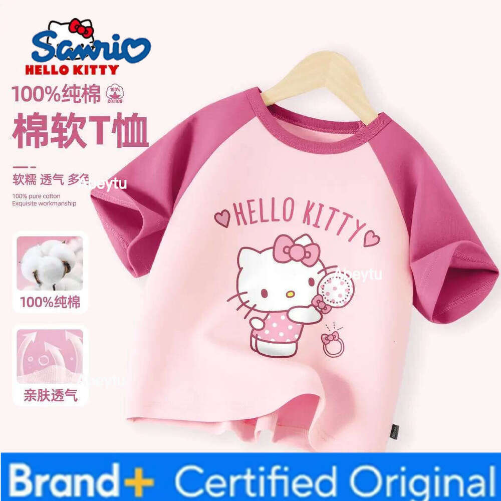 Sanrio Summer Baby Girls Clothes Kid Hello Kitty Printed T-shirts Children Cartoon Cotton Short Sleeve Top Patchwork Outfits H260120