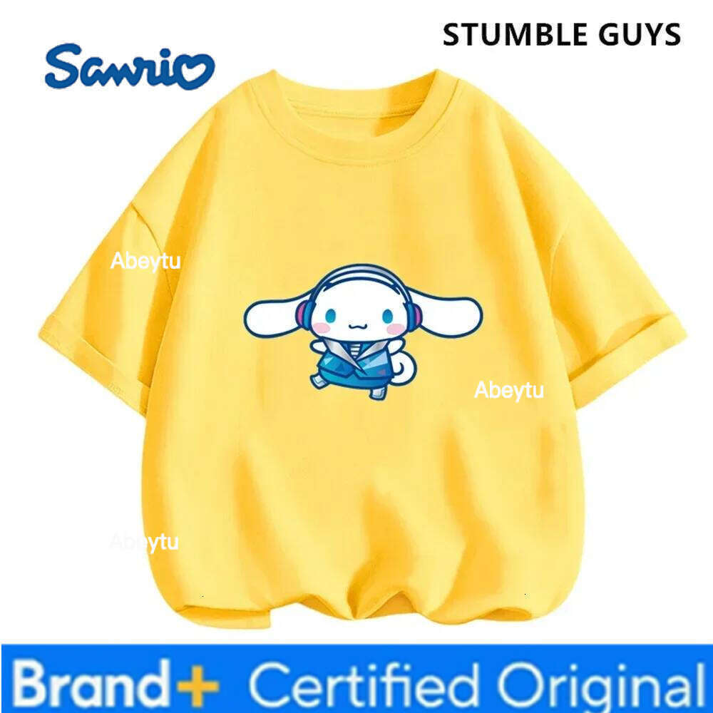 Sanrio 2024 New MINISO Cinnamoroll Children's Clothing Girls Summer Boys Short-sleeved Cartoon T-shirt Baby Trucksuit H260120