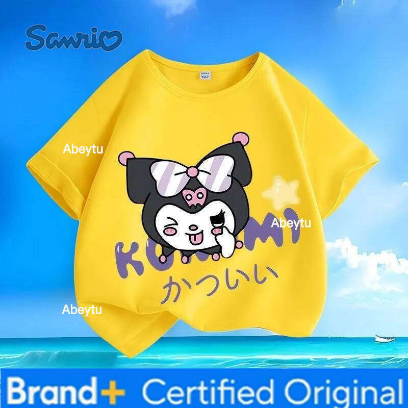 Sanrio Global Hot Sale Summer New Arrival Kuromi Print KidsT-shirt Crew Neck Versatile Skin-friendly Breathable Comfortable Tops H260120