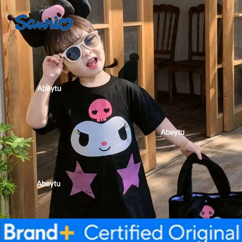 Sanrio Summer Baby Girl Short Sleeve Toddler Dress Cute Kuromi Print Kids Vestidos Cartoon Newborn Dresses Clothing 0-8 Years H260120