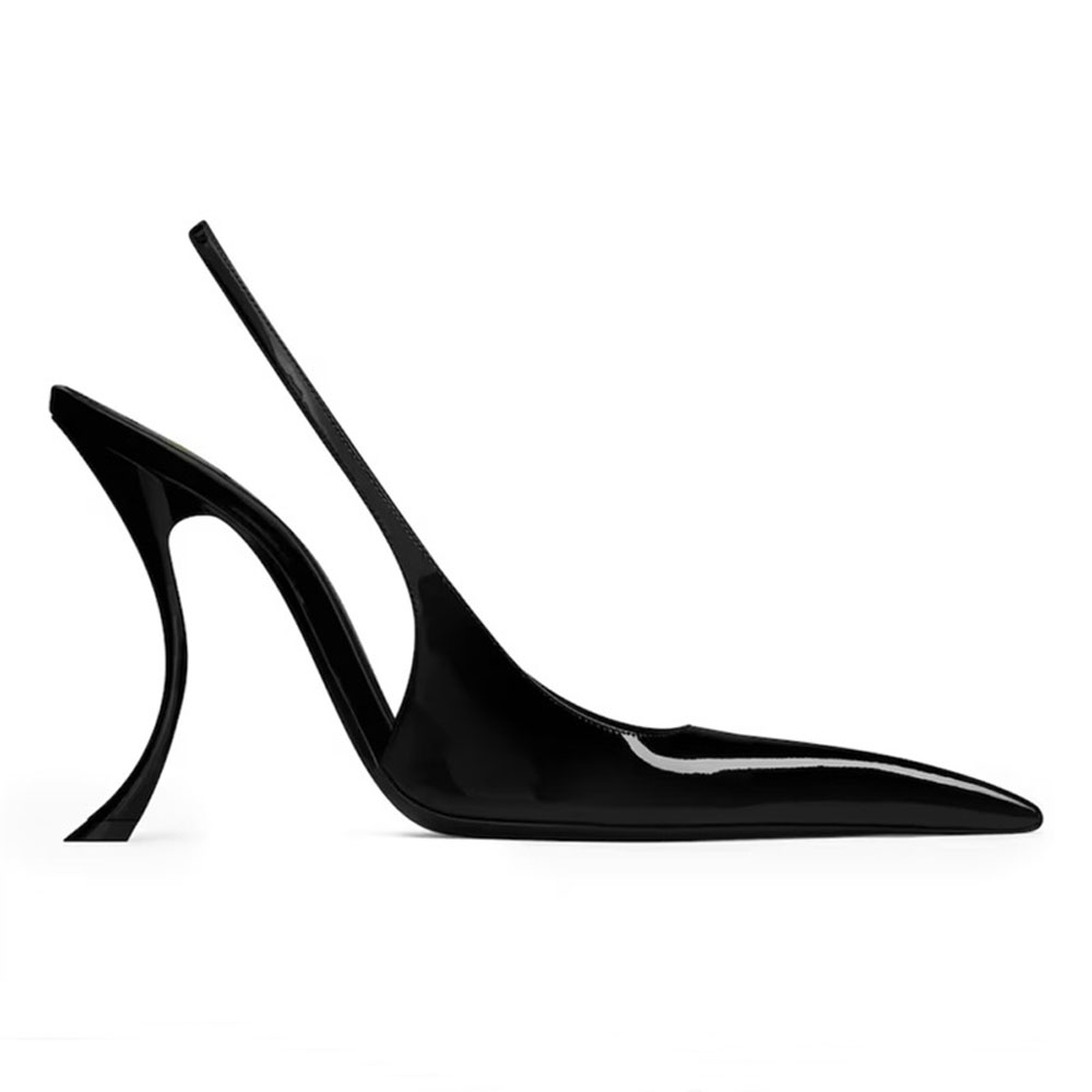 designer women Slingback Curved heel Pumps Fashion Close toe slip on sandals Sexy evening shoes Simple dress shoes Luxury Fashion Week runway style women's High heel