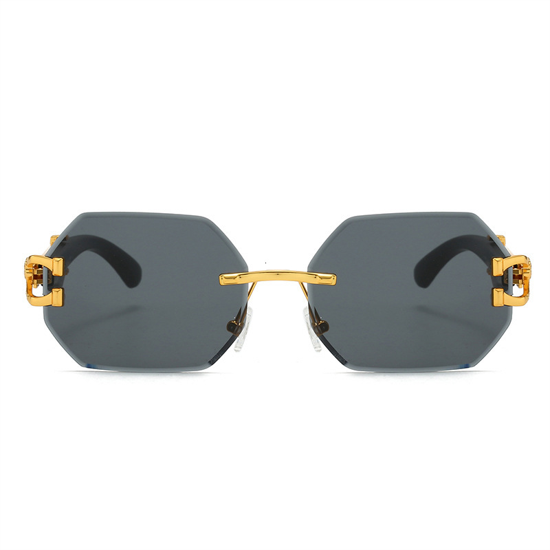 Luxury Brand Designer Sunglasses New Frameless Cut Edge Leopard Head Irregular Sunglasses European And American Fashion Retro Trendy Internet Celebrit