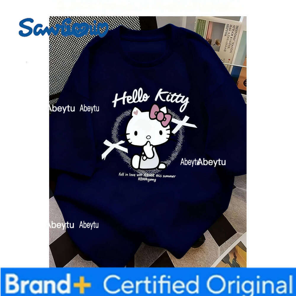 Sanrio 2025 Hello Kitty Printed Short Sleeved Women's Cotton Cute Daily Unisex Top Children's Loose Casual Versatile T-shirt H260120