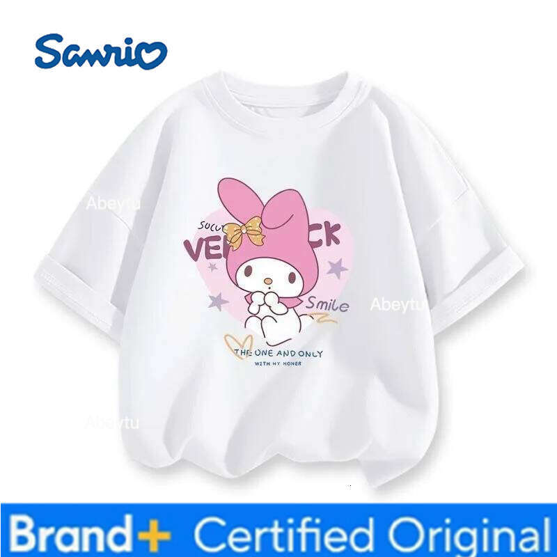 Sanrio Fashion My Melody & Kuromi Girls T-shirt Summer Breathable Skin-friendly Easy Care Comfortable Tops H260120
