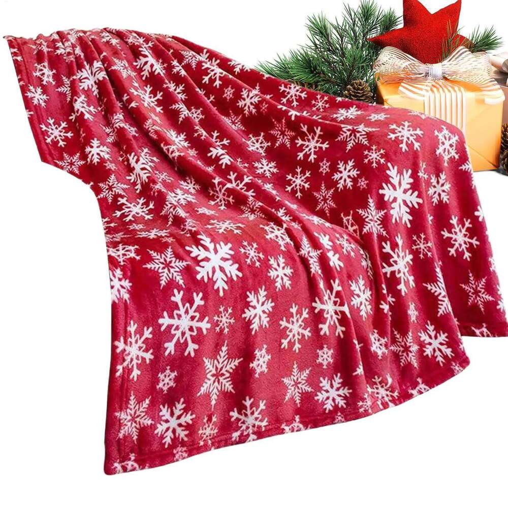 Christmas Throw Flannel Snowflake Gingerbread Xmas Fleece Winter Warm Soft Plush Blanket For Couch Sofa Bed W260120